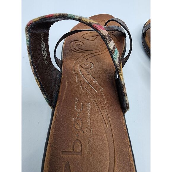 B.O.C. Born O Concept Brown Thong Slip on Striped Sandal‎ Size 6 - Picture 4 of 10